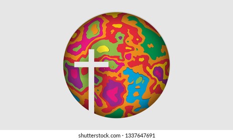 Christian crosses in colorful styles for Easter festival