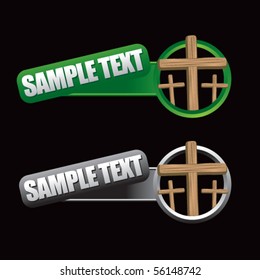 Christian crosses green and gray tilted banners