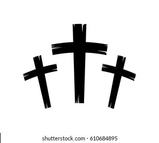 christian crosses icon over white background. vector illustration