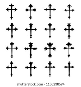 Christian Crosses Icon Vector Set