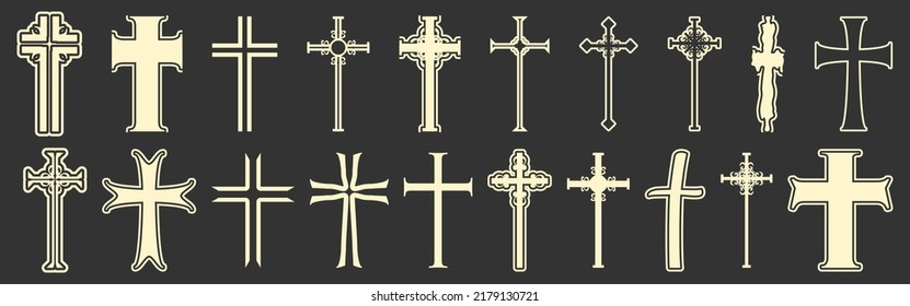 Christian crosses icons collection. Religion concept illustration