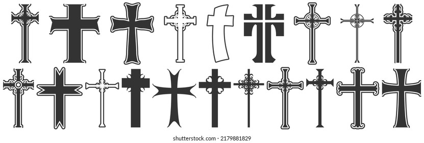 Christian crosses icons collection. Religion concept illustration
