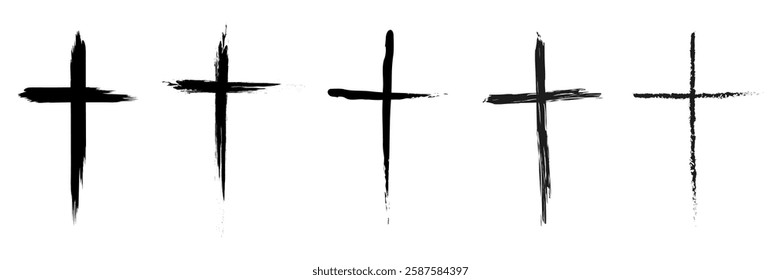 Christian crosses painted with a brush