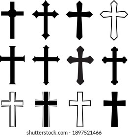 Christian crosses svg, Set of crosses, Silhouettes of Christian crosses, Digital clip art vector files download graphics svg