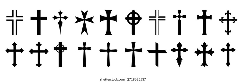 Conjunto de iconos de cruz cristiana La cruz es un Vector de