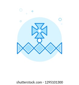 Christian Crown Flat Vector Icon. Royal Symbol, Pictogram, Sign. Light Flat Style. Blue Monochrome Design. Editable Stroke. Adjust Line Weight. Design with Pixel Perfection.