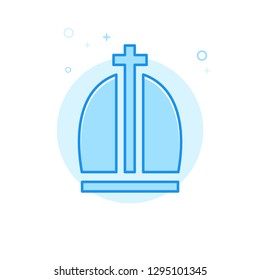 Christian Crown Flat Vector Icon. Royal Symbol, Pictogram, Sign. Light Flat Style. Blue Monochrome Design. Editable Stroke. Adjust Line Weight. Design with Pixel Perfection.