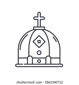 Christian crown icon, linear isolated illustration, thin line vector, web design sign, outline concept symbol with editable stroke on white background.