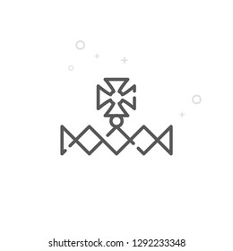 Christian Crown Vector Line Icon. Royal Symbol, Pictogram, Sign. Light Abstract Geometric Background. Editable Stroke. Adjust Line Weight. Design with Pixel Perfection.