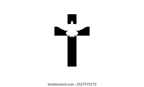 Christian Dove Christian Symbols Holy Spirit, black isolated silhouette