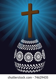 christian easter card with cross and easter egg