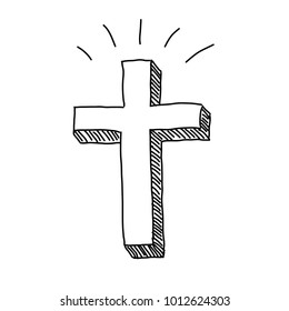 Christian easter cross vector doodle