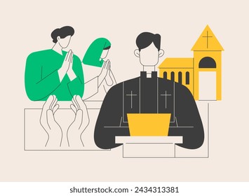 Christian event abstract concept vector illustration. Christian holy day, religious dates calendar, baptist event, church gathering, sunday mass, music festival, pilgrimage abstract metaphor.