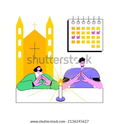 Christian event abstract concept vector illustration. Christian holy day, religious dates calendar, baptist event, church gathering, sunday mass, music festival, pilgrimage abstract metaphor.