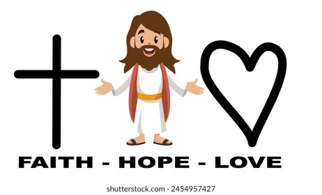 christian faith hope love symbol set on white background for tattoo icon decoration object element. vector and illustration