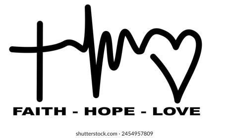christian faith hope love symbol set on white background for tattoo icon decoration object element. vector and illustration