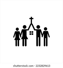 Christian family illustration design with Church.