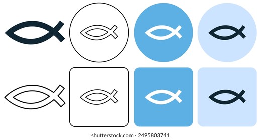 Christian fish, Jesus fish icon symbol stroke line and glyph