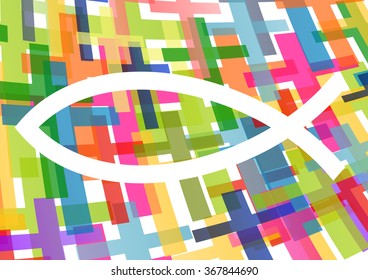 Christian fish Jesus symbol abstract vector background concept illustration