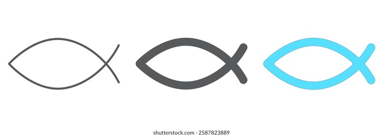 Christian fish line icon collection, religious and symbol, jesus fish icon set, vector graphics, a linear pattern on a white background, eps 10.