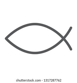 Christian fish line icon, religious and symbol, jesus fish sign, vector graphics, a linear pattern on a white background, eps 10.