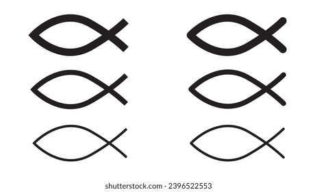 Christian fish set. Ichthys. Religious symbol. Vector illustration