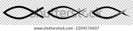 Christian fish set. Vector illustration isolated on transparent background