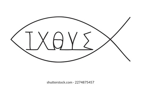 Christian fish symbol. Ictus. Vector illustration