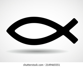 Christian fish symbol isolated on white background. Religious sign. Vector illustration