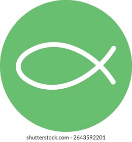 Christian Fish Symbol on Vibrant Green Background