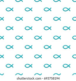 Christian fish symbol pattern in cartoon style. Seamless pattern vector illustration