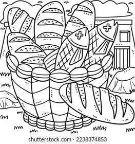 Christian Five Loaves and Two Fish Coloring Page 