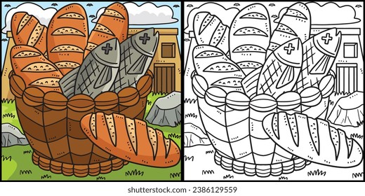 Christian Five Loaves and Two Fish Illustration