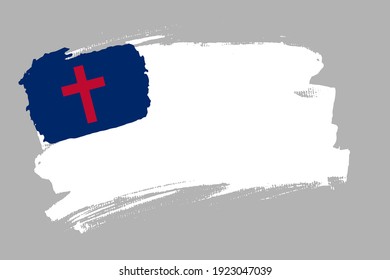 Christian flag. Symbol of Christianity banner brush style. Religious flag horizontal vector Illustration isolated on gray background.  