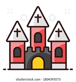 Christian Funeral Home, An Icon Design Of Church In Flat Rounded Style 