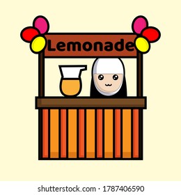 Christian Girl Selling Lemonade Vector Character Illustration