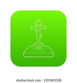 Christian grave icon green vector isolated on white background