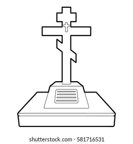 Christian grave icon. Outline illustration of christian grave vector icon for web