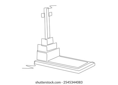 Túmulos cristãos. Desenho de uma linha do conceito funerário