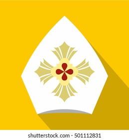 Christian hat icon. Flat illustration of christian hat vector icon for web isolated on yellow background