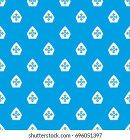 Christian hat pattern repeat seamless in blue color for any design. Vector geometric illustration