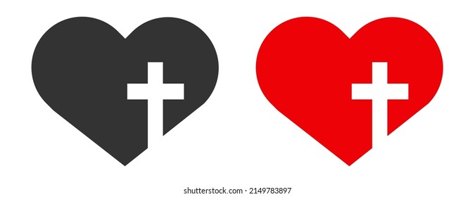 Christian heart icon. Human loves God illustration symbol. Sign religion vector.