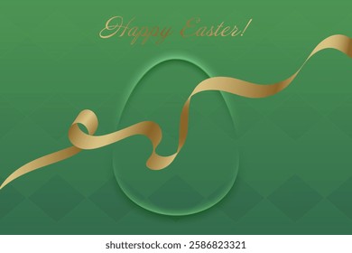 Christian Holiday. A golden ribbon adds a festive touch to a rich green background, celebrating Easter as a time of hope, blessings, and joy.