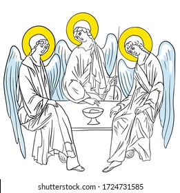 Christian holiday "Pentecost, Holy Spirit Day, Descent of the Holy Spirit, Holy Trinity Day". Isolated on a white background. Doodle. Vector illustration on white background. For cards, posters.