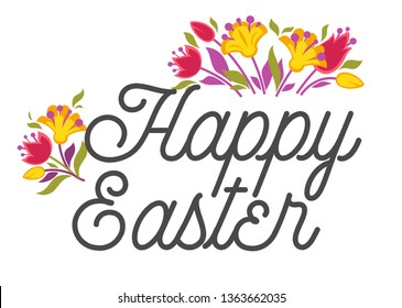 Christian holiday symbols Happy Easter eggs and chicken vector bird and colored shell of dairy product spring and nature religion and traditions congratulation and celebration lettering sign