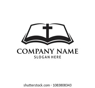 christian holy book vector icon logo design template
