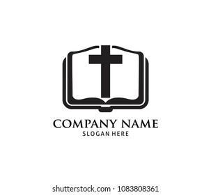 christian holy book vector icon logo design template