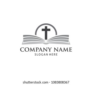 christian holy book vector icon logo design template