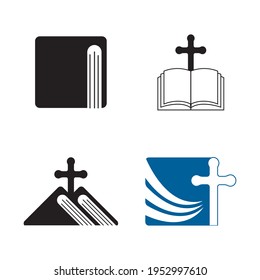 christian holy book vector icon logo design template
