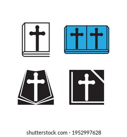 christian holy book vector icon logo design template
